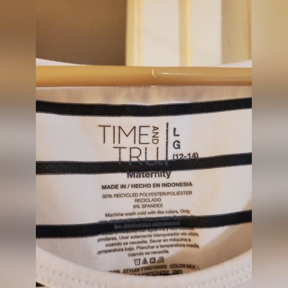 Maternity Tank Top, Striped Black and White - Picture 2 of 2